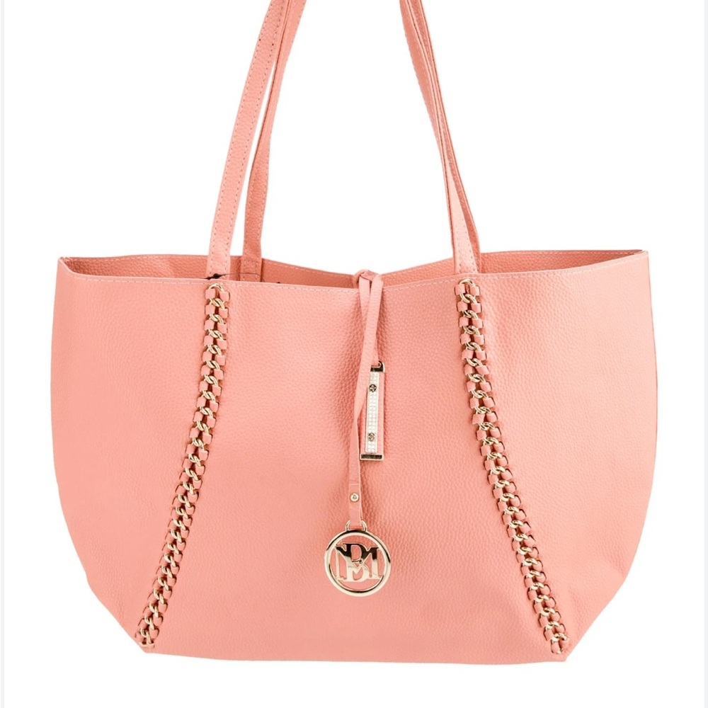 Badgley Mischka Pink and Gold Tote with Slouchy Silhouette